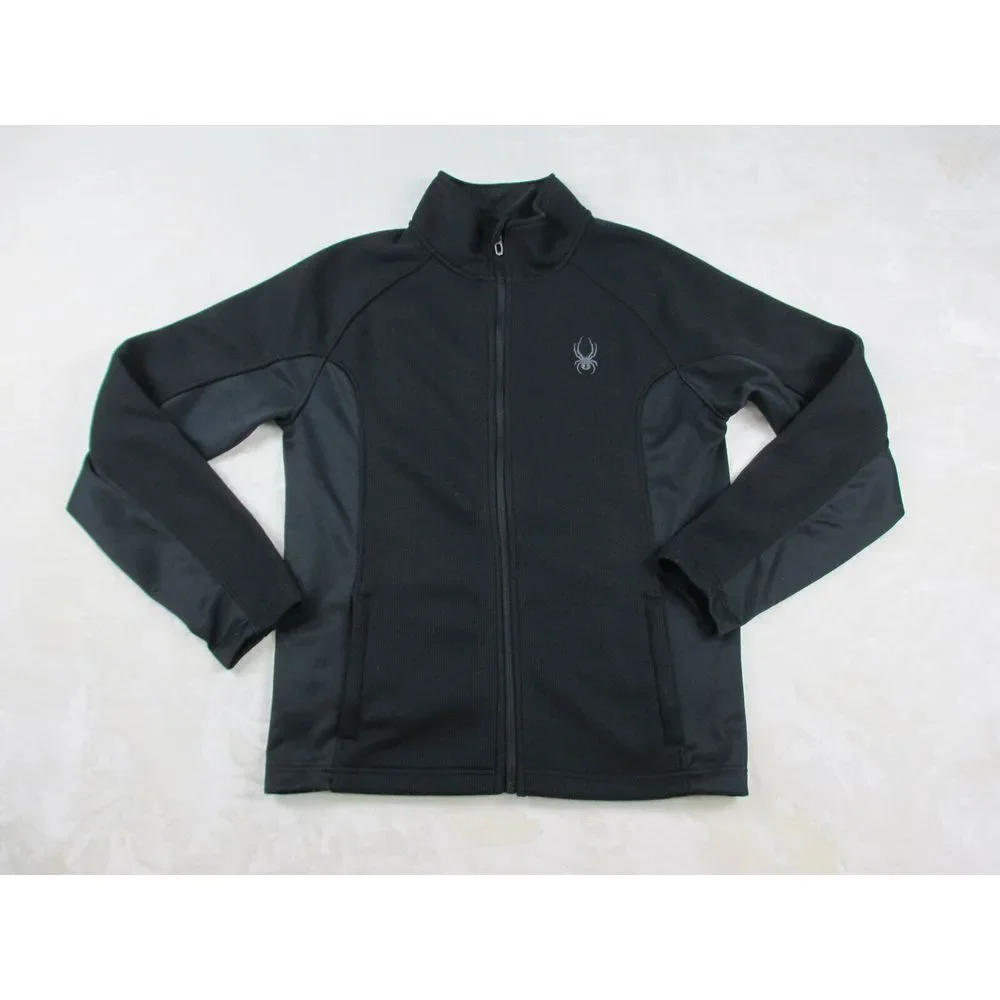Spyder Sweater Mens Medium Black Full Zip Logo Outdoors‎ Casual*